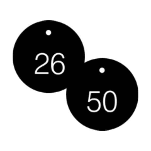 Accuform Engraved Numbered Tags, RP-Plastic, 0.075 in H x 3-1/4 in W, 25 PK TDG362BK - main